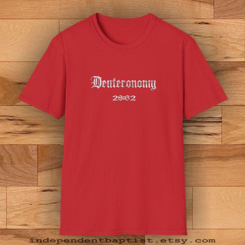 Mens Bible Verse T Shirt Deuteronomy 28:62